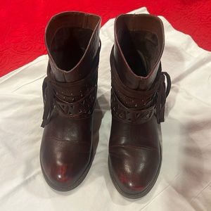 Wine colored distressed booties